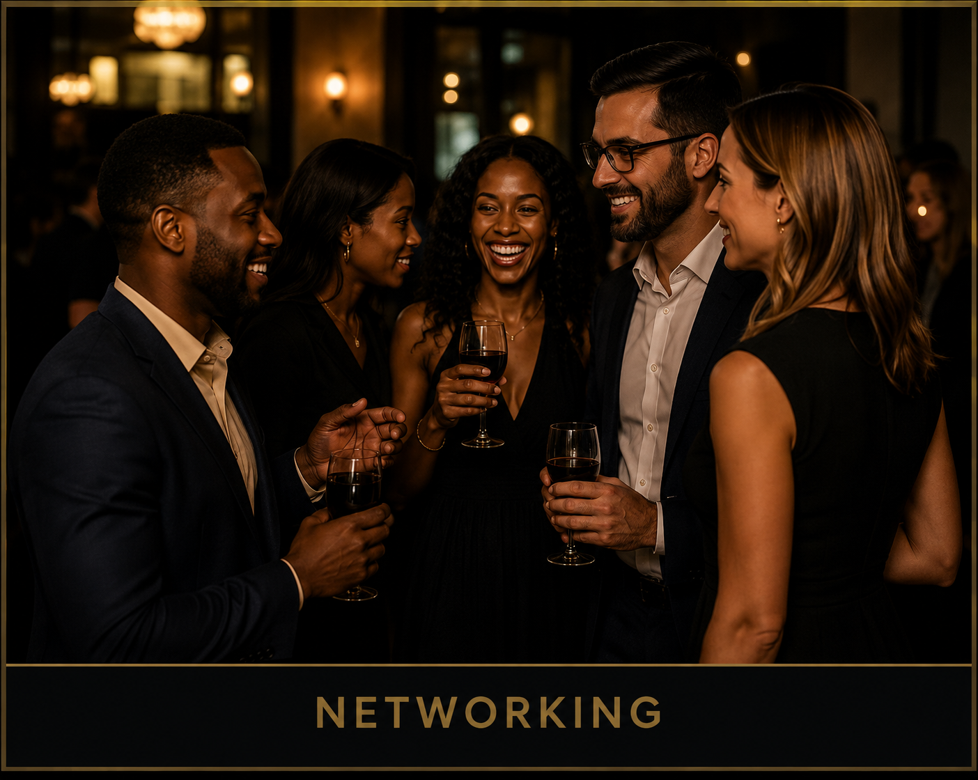 Guests networking inside the JZZ Executive Lounge, LLC